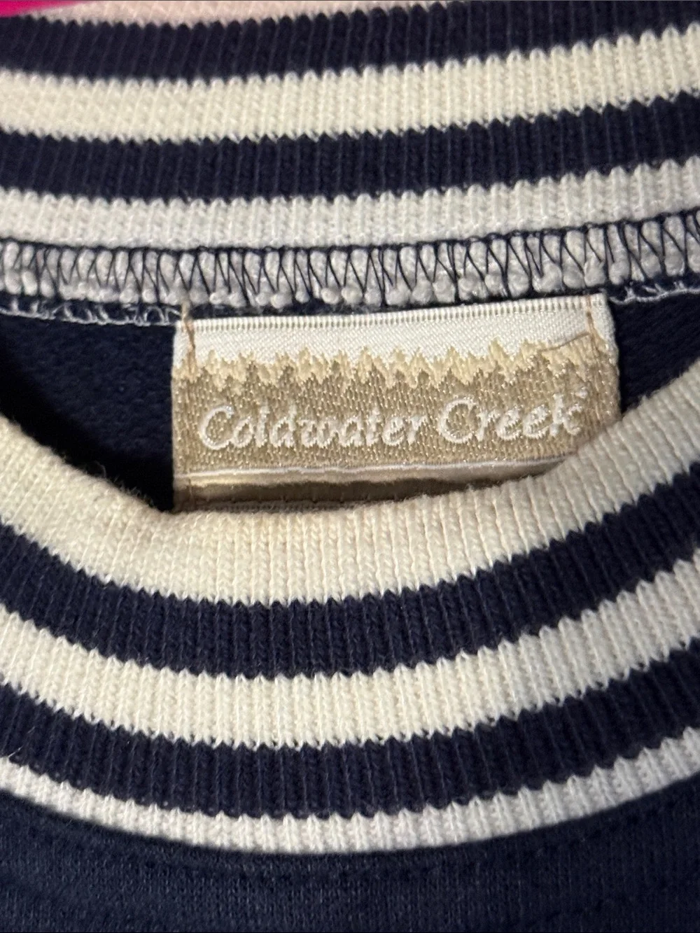 Coldwater Creek Navy Maxi Dress with White Striped Trim M - Picture 3 of 7